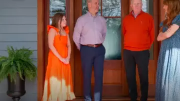 Zimmermann Clover Halter Shirt Dress In Honey Peony Floral worn by Jessica  as seen in Happy to be Home with the Benkos (S02E04) | Spotern