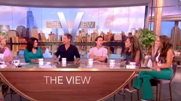 Dries Van Noten Dinam Placed Brushstroke Print Stretch Silk Georgette Midi Dress worn by Sunny Hostin as seen in The View on July 29, 2024