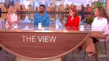 Valentino Garavani Tan-go Platform Pumps In Patent Leather worn by Sunny Hostin as seen in The View on July 30, 2024