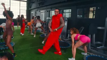 Nike x Jacquemus Red Swoosh Cut-Out Sweatpants worn by Moneybagg Yo in GloRilla - All Dere (feat. Moneybagg Yo) (Official Music VIdeo)