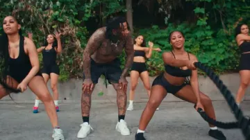 Nahmias Black Miracle Academy Silk Shorts worn by Moneybagg Yo in GloRilla - All Dere (feat. Moneybagg Yo) (Official Music VIdeo)