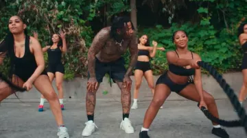Supreme Hanes Black Mid-Calf Socks worn by Moneybagg Yo in GloRilla - All Dere (feat. Moneybagg Yo) (Official Music VIdeo)