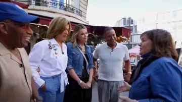 Marianna Sequin Flower Tie Front Top worn by Hoda Kotb as seen in Today on  July 29, 2024