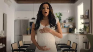 Guess Essential Short Sleeve Lynx Midi Sweater Dress worn by Gala (Eva Longoria) as seen in Land of Women (S01E04)