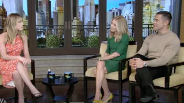 Miu Miu Show Kitten Heel Slingback Pump worn by Kiernan Shipka as seen in LIVE with Kelly and Mark on July 26, 2024