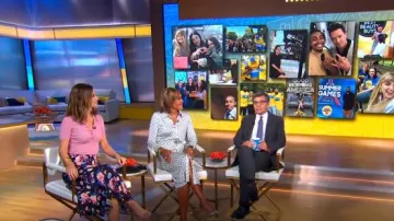 Robe-chemise en viscose imprimée Tory Burch portée par Robin Roberts telle que vue dans Good Morning America le 25 juillet 2024