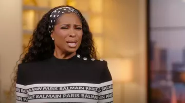 Top Balmain Paris Jacquard Viscosa Yarn Yarn In White usado por Jennifer Williams como se ve en Basketball Wives (T11E18)