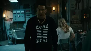 The Boys TV series: Mother's Milk (Laz Alonso) is wearing "Dead Prez sweatshirt in black in season 4, episode 8