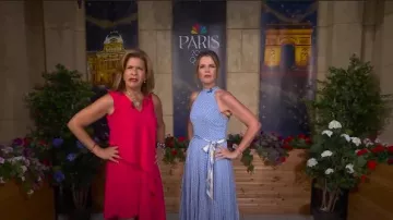 Adrianna Papell Ruffle Front Crepe High/Low Dress worn by Hoda Kotb as seen in Today on July 31, 2024