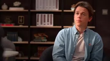 Maison Kitsuné Fox Head-Patch Cotton Shirt worn by Jackson Dragon (John Owen Lowe) as seen in Unstable (S02E01)