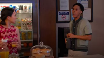 Madewell Button-Up Sweater Polo In Stripe worn by Malcolm (Aaron Branch) as seen in Unstable (S02E04)