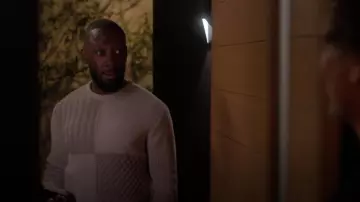 Forét Walnut Patchwork Men's Knit Sweater worn by Peter (Lamorne Morris) as seen in Unstable (S02E04)