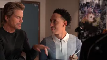 Reiss Milton Half-Zip Striped Polo T-Shirt worn by Malcolm (Aaron Branch) as seen in Unstable (S02E05)