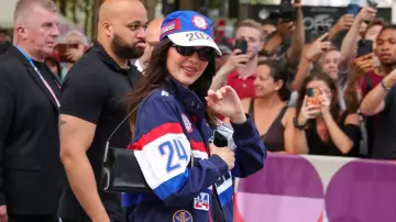Kendall Jenner is wearing Olympics Team USA Jacket at the 2024 Paris Olympics Games