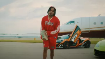 Chrome Hearts x Matty Boy Red Mesh Shorts worn by Tay B in Tay B x Lil Baby - ALL TEN (Official Music Video)