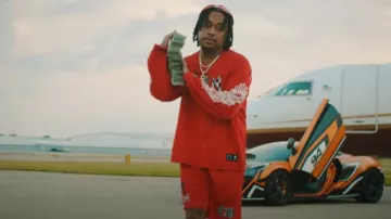 Chrome Hearts x Matty Boy Red Form Hockey Jersey worn by Tay B in Tay B x Lil Baby - ALL TEN (Official Music Video)