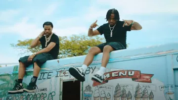 Louis Vuitton White & Black Monogram Denim LV Trainer Maxi Sneakers usadas por Tay B en Tay B x Lil Baby - ALL TEN (Video Musical Oficial)