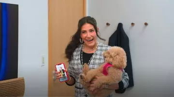 Maje Tweed Pattern Blazer worn by Chloe Tucker Caine as seen in Owning Manhattan (S01E08)