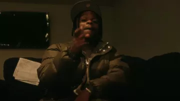 Chrome Hearts Olive Green Cross Monogram Puffer Jacket worn by 42 Dugg in 42 Dugg - Wrong Right (Official Music Video)