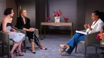 Escarpins Chanel Slingback en Strass Pink & Black portés par Blake Lively, comme on le voit dans Today le 6 août 2024