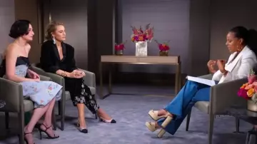Chanel Slingback pumps in Strass Pink & Black worn by Blake Lively as seen in Today on August 6, 2024