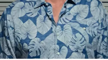Outfits of Bad Monkey: Vince Vaughn wears Blue Hawaiian Shirt by Tommy Bahama to play Andrew Yancy in season 1, episode 6