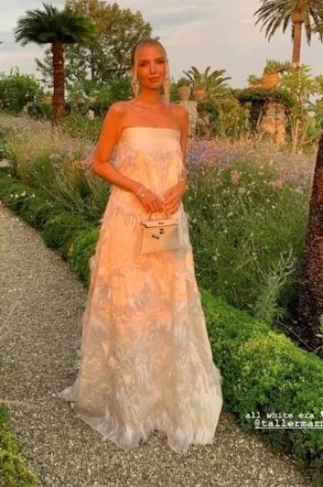 Taller Marmo Bridal Trapeze Fringed Jacquard Gown worn by  Leonie Hanne on her Instagram Post on August 5, 2024