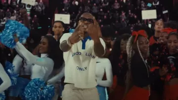 Mr. Saturday White & Blue 'Good Luck Only' Polo worn by Gunna in Gunna - one of wun [Official Video]
