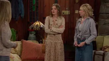 Frame Deconstructed Denim Skirt in Mabel worn by  Lucy Romalotti(Lily Brooks O'Briant) as seen in The Young and the Restless on August 5, 2024
