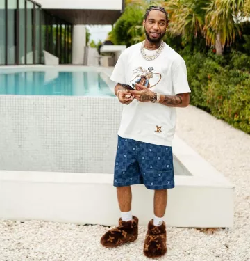 Bota baja Louis Vuitton LV Footprint usada por Key Glock en la cuenta de Instagram @keyglock