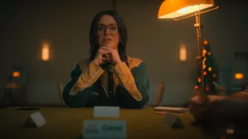 Sneum Two-Tone Smile Pocket Western Shirt iSSSn Green And Brown Tencel worn by Dr. Jean Thibodeau (Megan Mullally) as seen in The Umbrella Academy (S04E01)