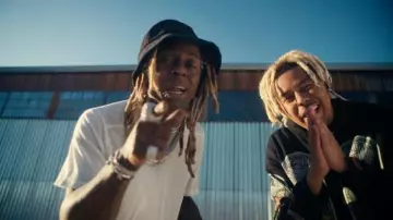Who Decides War x Barriers NY Black Monument Hoodie worn by YBN Cordae in Cordae - Saturday Mornings (feat. Lil Wayne) [Official Music Video]