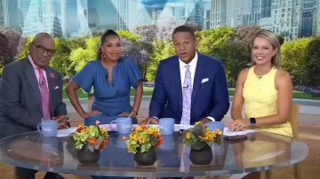 Tommy Hilfiger Robe à manches courtes à col fendu à plusieurs niveaux portée par Sheinelle Jones, comme on le voit dans Today le 12 août 2024