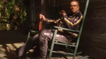 Kapital Black Western Side Studded Jeans worn by Quavo in Quavo, Lana Del Rey - Tough (Official Video)