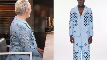 Blue Laser Cut Blazer & Pants of Alan Cumming in Access Hollywood