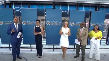 Vince Camuto Lace Popover Shift Dress usado por Dylan Dreyer como se ve en Today el 14 de agosto de 2024