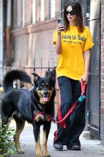 Brain Dead x Oakley Factory Team Python Flesh worn by Emily Ratajkowski in NYC on August 14, 2024