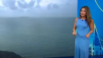 Jason Wu Collective Knit Dress in Blue worn by Ginger Zee as seen in Good Morning America on  August 13, 2024