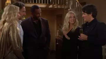 Michael Costello Carmen Dress worn by Christine Blair (Lauralee Bell) as seen in The Bold and the Beautiful on  August 13, 2024