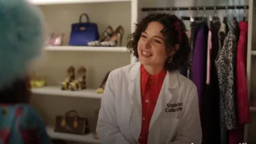 Ganni Ruffle-Trimmed Cotton-Poplin Shirt worn by Emma Nicolas as seen in Emily in Paris (S04E01)