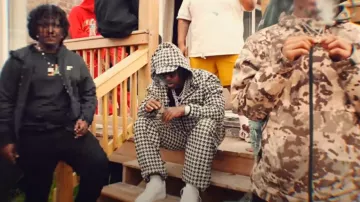 Burberry Cream & Ivy Green Houndstooth Hat worn by EST Gee in EST Gee - NEVER NEED (Feat. Selfpaid Savage) [Official Video]