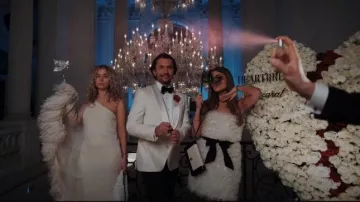 Pochette à rabat Cassandre Saint Laurent en cuir d’agneau et cuir brossé portée par Camille (Camille Razat) comme on le voit dans Emily in Paris (S04E03)