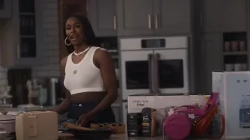 Loewe Cropped Anagram Tank Top in cotton worn by Hilary Banks (Coco Jones) as seen in Bel-Air (S03E01)