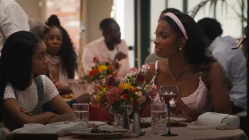 Versace Contrasto Medusa '95 Corset Top worn by Hilary Banks (Coco Jones) as seen in Bel-Air (S03E03)