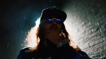 Chrome Hearts Blue & Yellow Cross Patches CH Hat worn by BabyTron in BabyTron - Brain Fart/Masterpiece (Official Video)