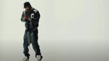 Fear Of God Black Bonded Leather Forum Pants worn by Myke Towers in Myke Towers & Darell - OTRA NOCHE (Video Oficial)