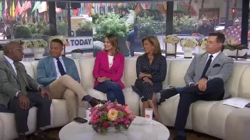 Altuzarra Claudia Polka-Dot Ruched Shirtdress worn by Hoda Kotb as seen in Today on August 20, 2024