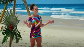 PUCCI Mini-robe en jersey stretch imprimé à épaules dénudées portée par Abbie Chatfield, vue dans FBOY Island, Australie (S02E01)