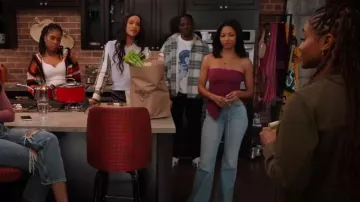 Pilcro Tulip Mid-Rise Flare Jeans worn by Thea Mays (Camille Hyde) as seen in All American: Homecoming (S03E07)