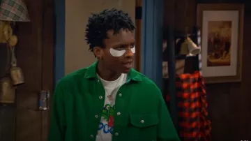 Asos Design Chemise oversize boxy en laine mélangée en vert vif portée par Noah Lambert (Israel Johnson) comme on le voit dans BUNK’D : Learning the Ropes (S07E17)